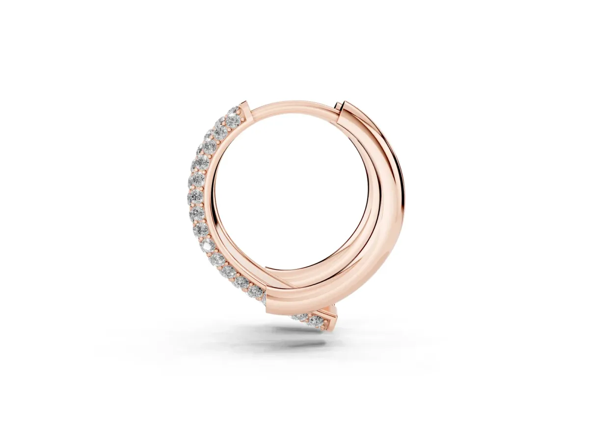 Round Diamond Vega Bypass Hoop Earrings Rose gold