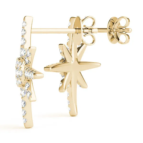 Pavé Diamond Starburst Stud Earrings Yellow gold