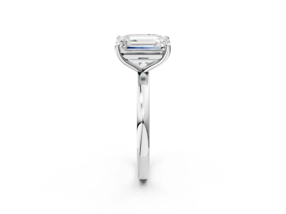 Fancy Pink Radiant Cut and Emerald Cut Toi Moi Ring with Prong Setting White gold