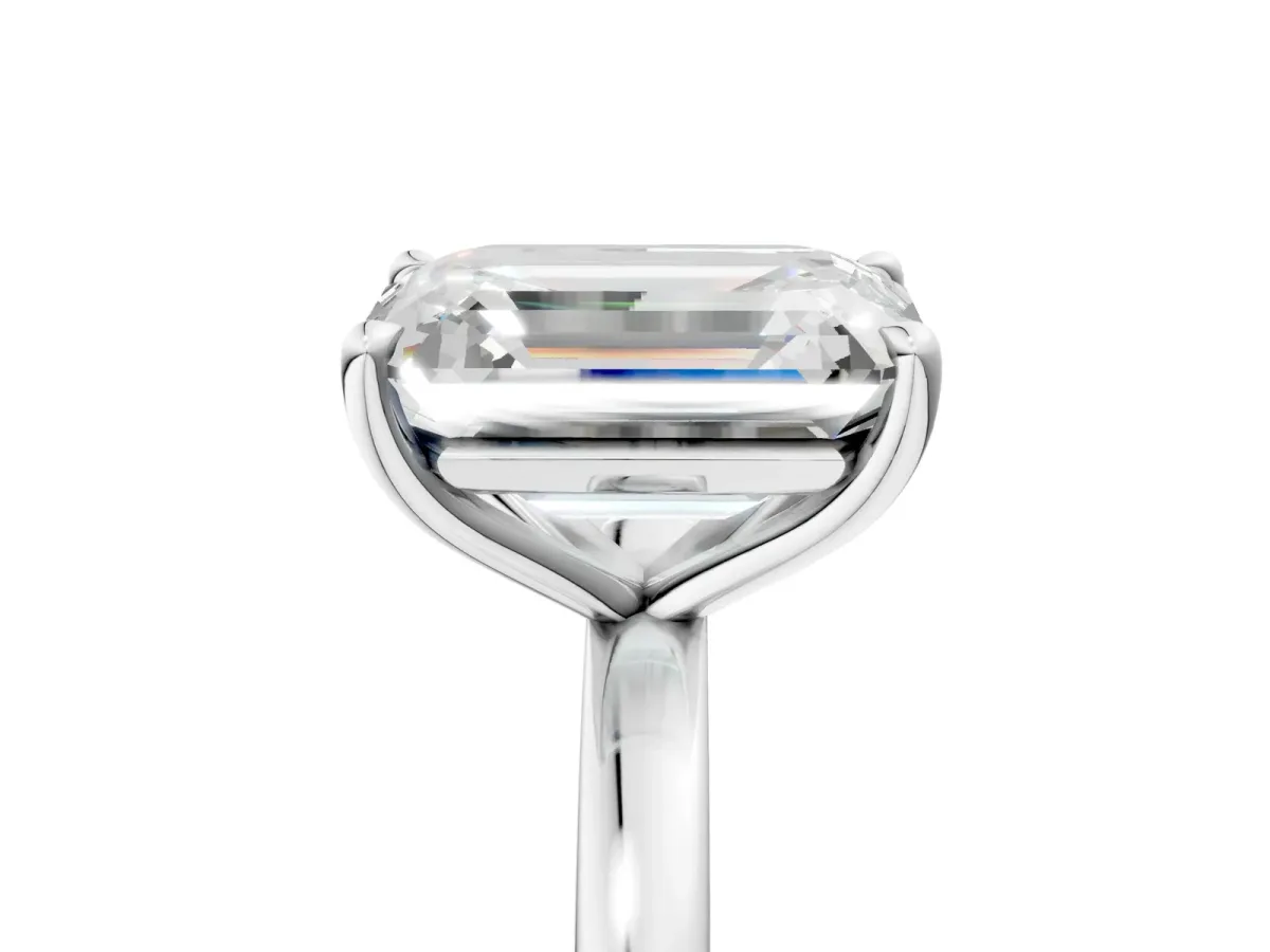 Fancy Blue Heart Cut and Emerald Cut Toi Moi Ring with Prong Setting White gold
