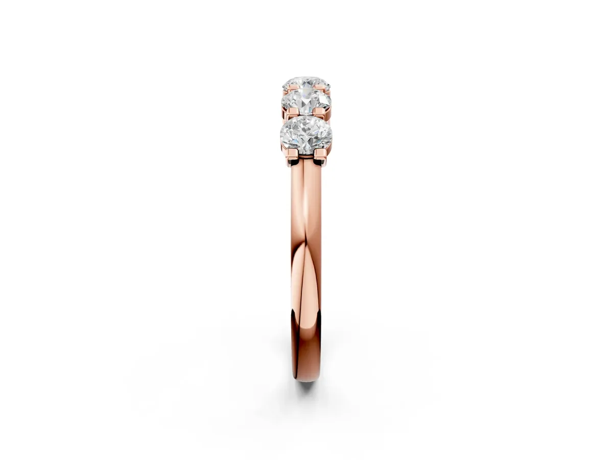 Round Cut Diamond Half Eternity Band with Prong Setting Rose gold