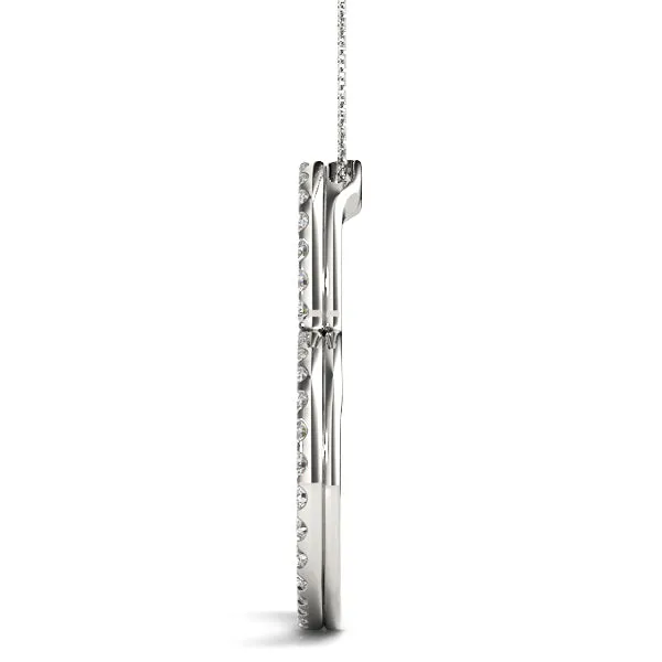 Pavé Round Diamond Heart Pendant with Prong Setting White gold