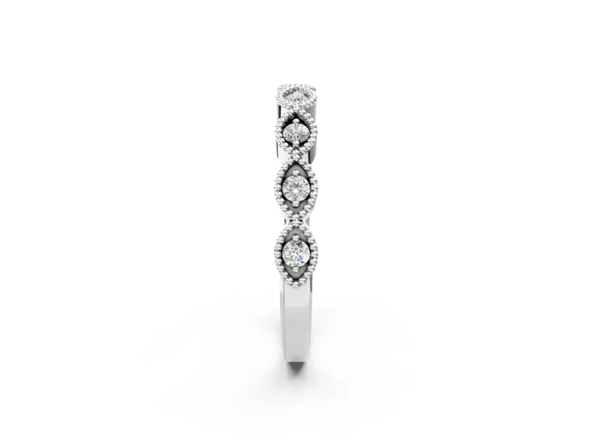 Milgrain Marquise Diamond Half Eternity Band with Bezel Setting Platinum