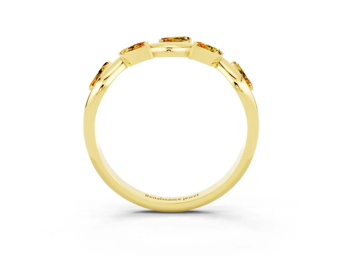 Marquise Citrine Twisted Band with Prong Setting Yellow gold
