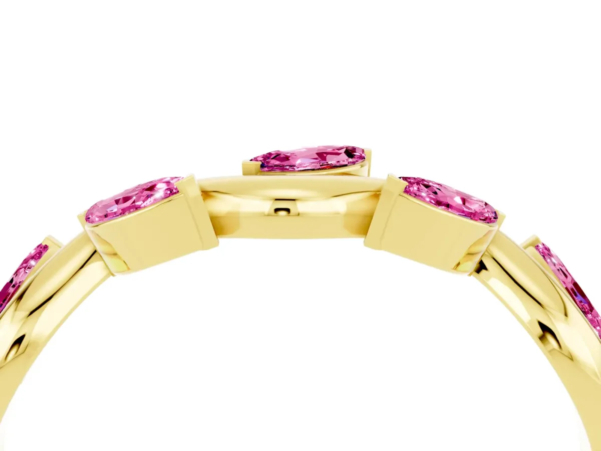 Marquise Pink Sapphire Twisted Band with Prong Setting Yellow gold