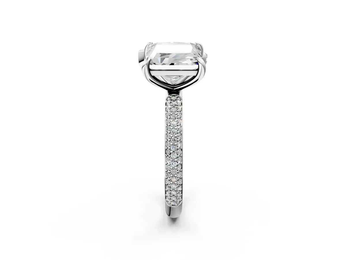 Pear and Princess Toi Moi Ring with Prong Setting and Pave Band Silver