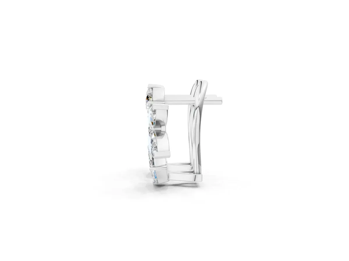 Multi-Shape Diamond Cluster Stud Earrings Silver