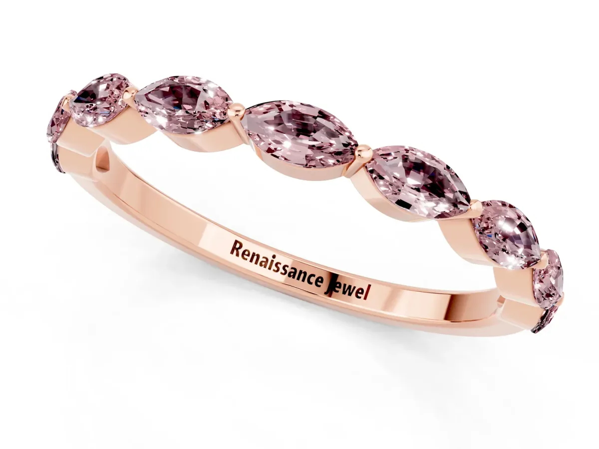 Marquise Morganite Half Eternity Band with Prong Setting Rose gold