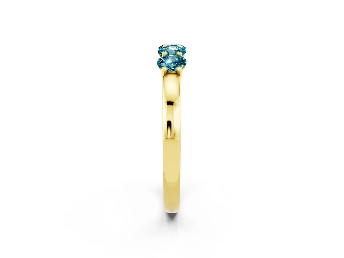 Four-Stone Round Blue Topaz Prong-Set Band Yellow gold