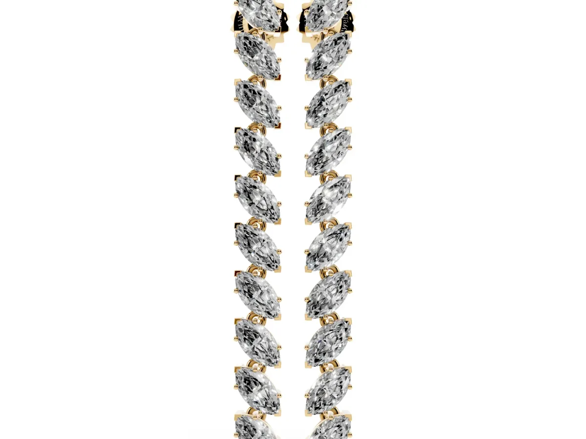 Marquise Diamond Linear Dangle Earrings Yellow gold
