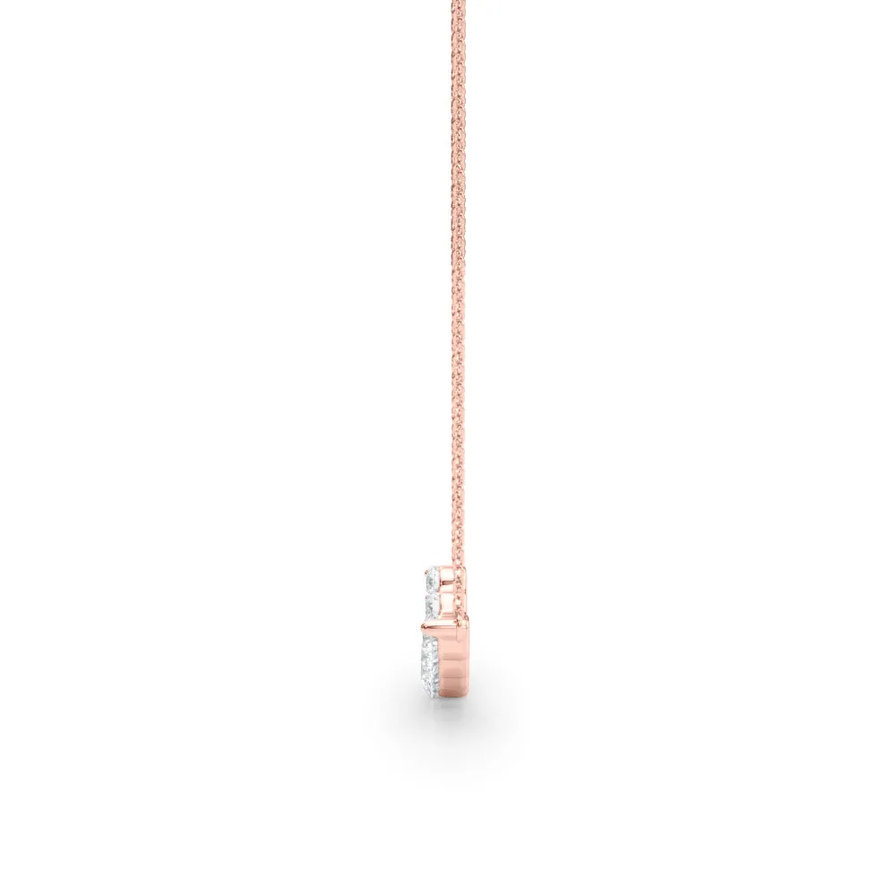 Round Diamond Graduated Bar Necklace with Prong Setting Rose gold