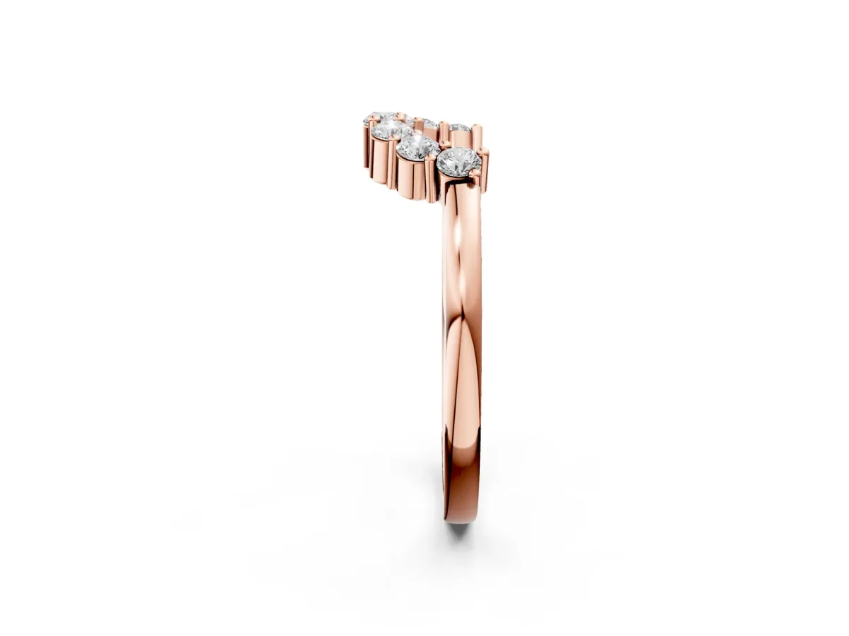 Curved Round Diamond Pave Band with Prong Setting Rose gold