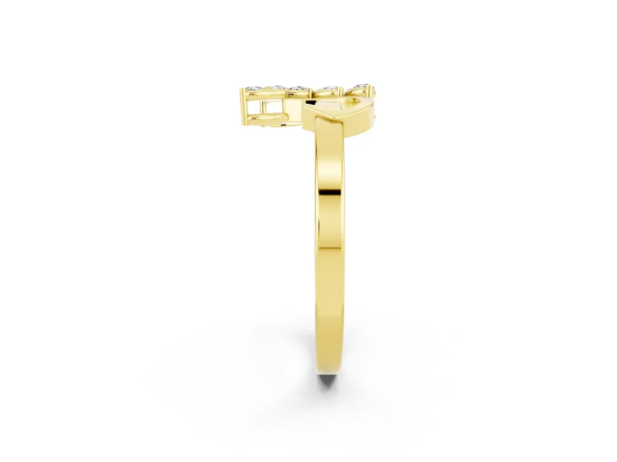 Marquise Moissanite Cluster Bypass Ring with Prong Setting Yellow gold