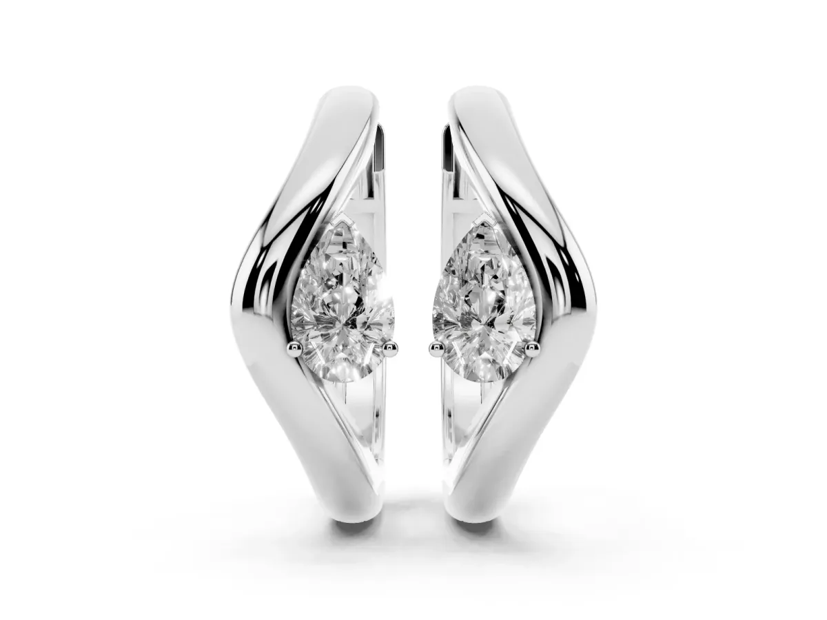 Pear Diamond Silhouette Hoop Earrings White gold