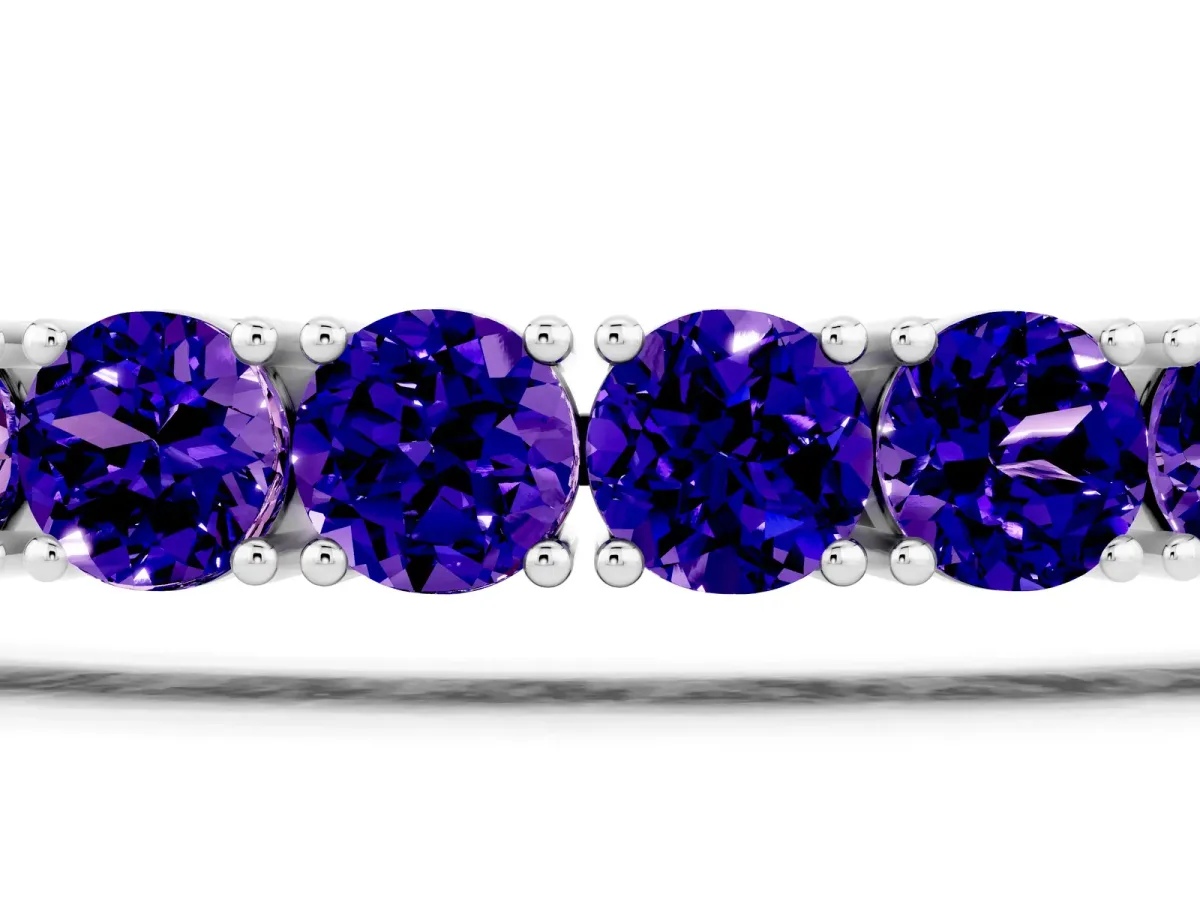 Round Brilliant Tanzanite Tennis Bracelet with Prong Setting Silver