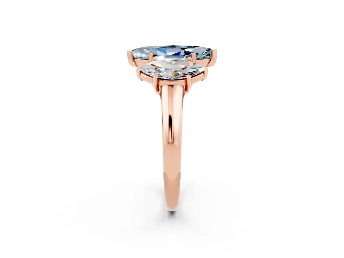 Three-Stone Marquise Cut Aquamarine Engagement Ring with Prong Setting Rose gold