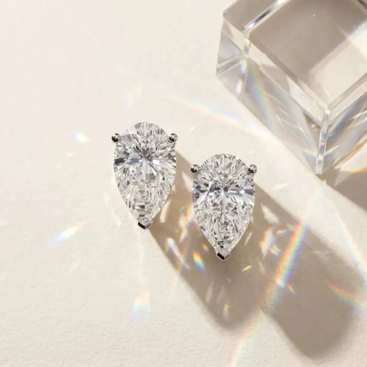 Pear Cut Diamond Stud Earrings Silver