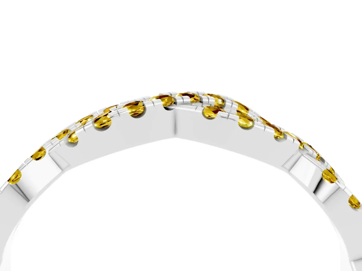 Round Yellow Sapphire Twisted Eternity Band with Pavé and Shared Prong Setting Silver