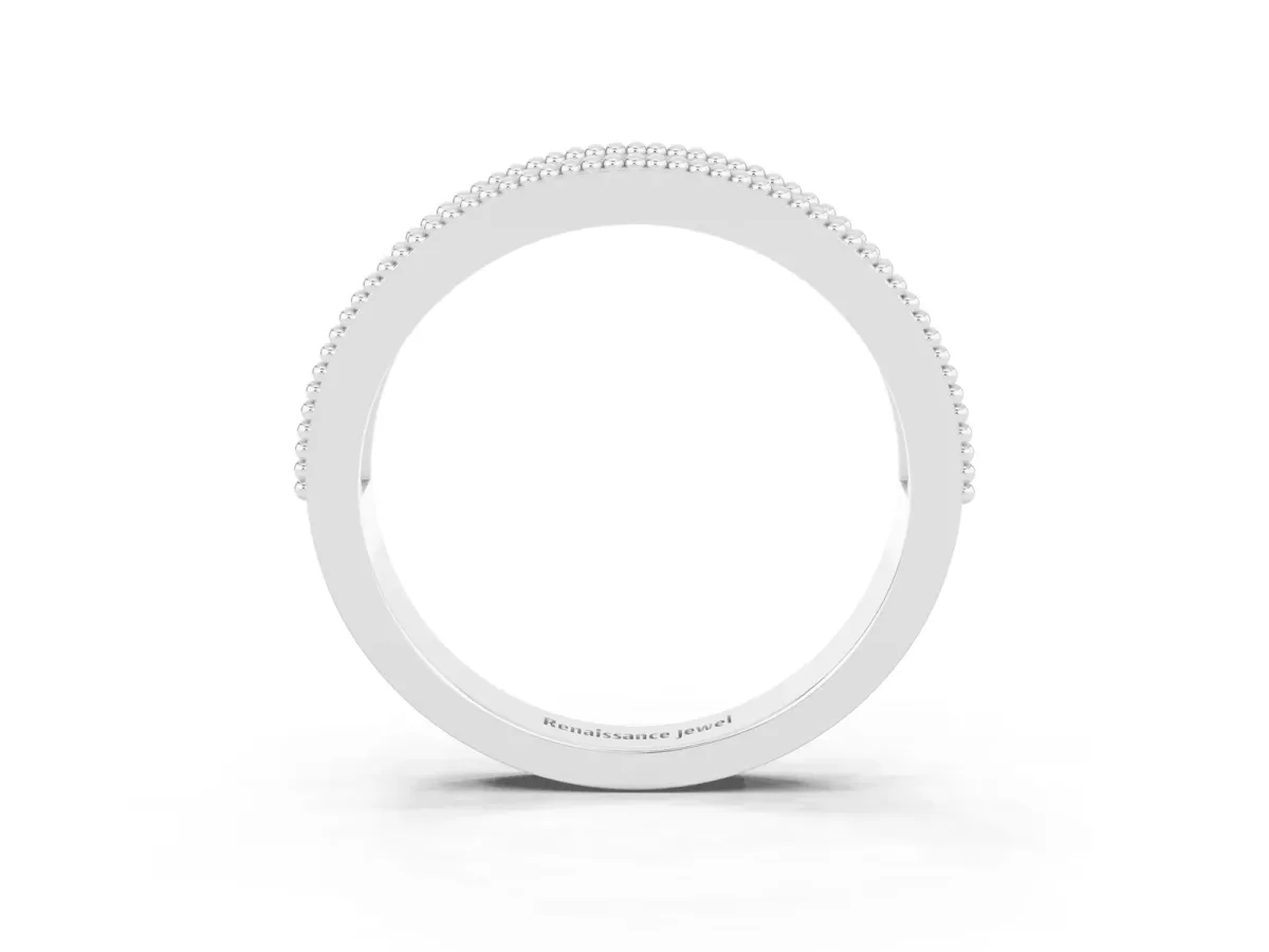 Round Pink Sapphire Twist Milgrain Band with Bezel Setting Silver