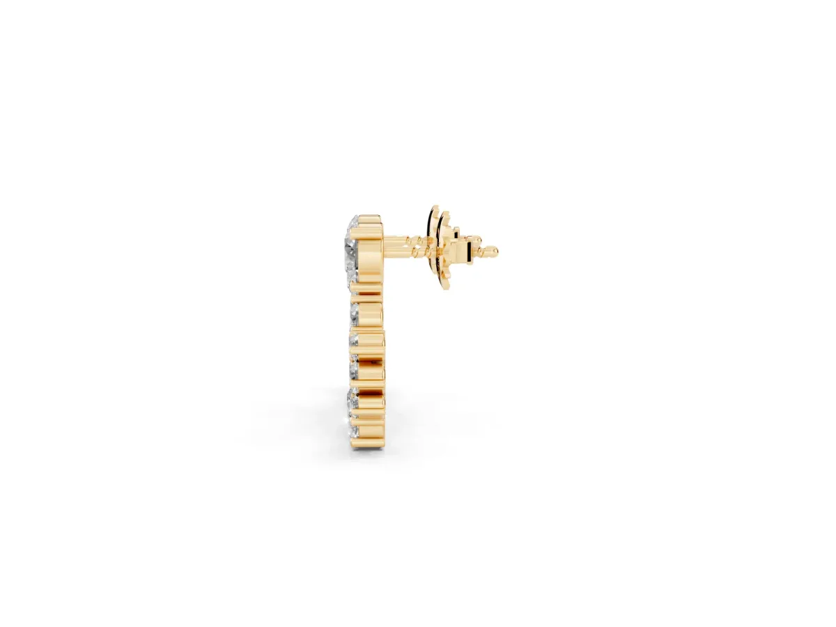 Round Diamond Hydrangea Bouquet Open Hoop Earrings Yellow gold