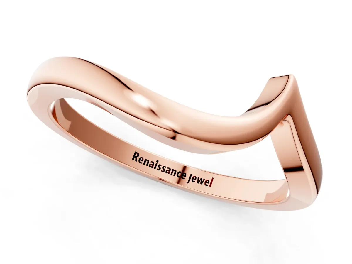 Chevron V-Shaped Contour Band Rose gold