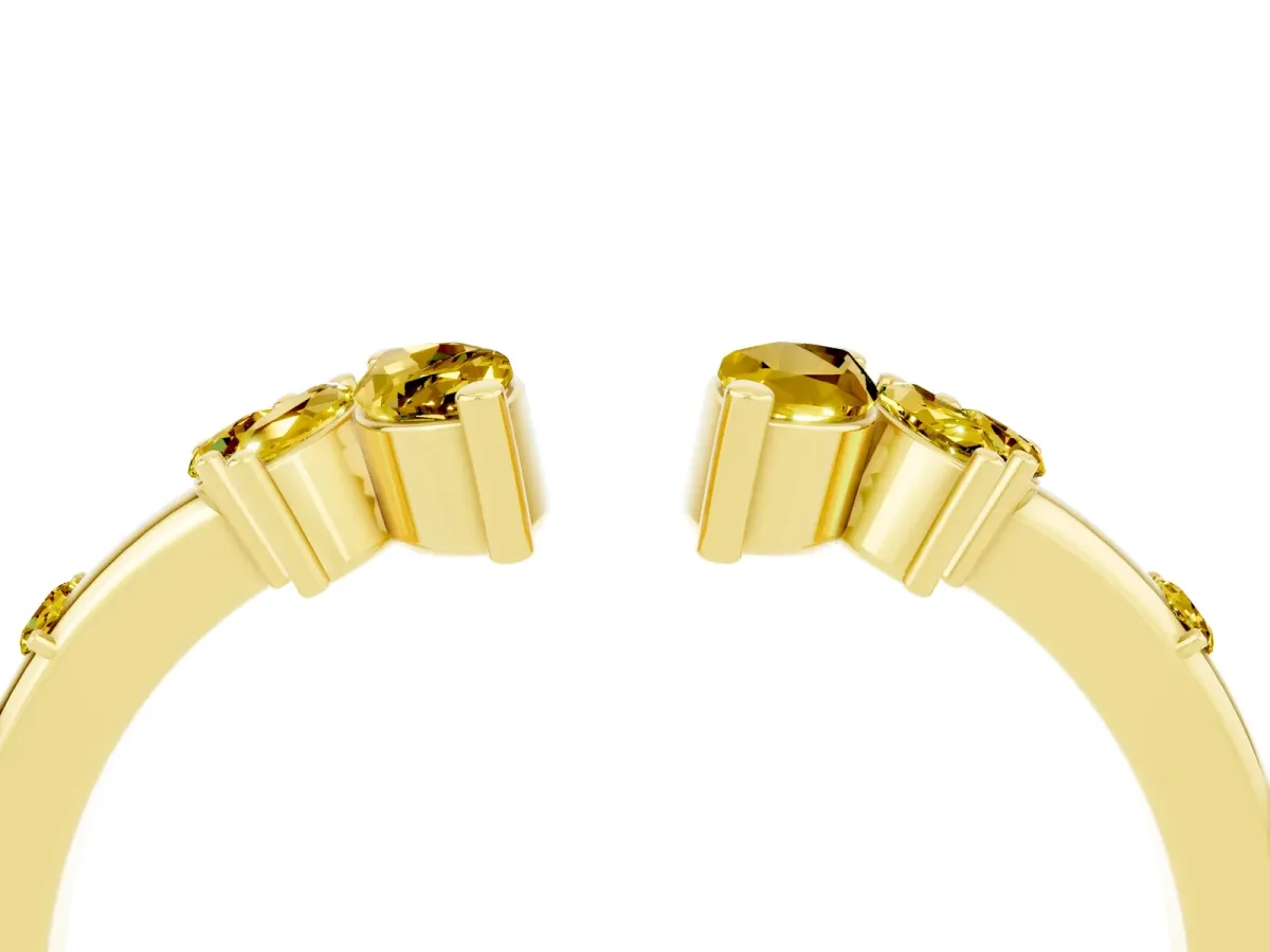 Open Marquise Cluster Yellow Sapphire Band with Prong Setting Yellow gold