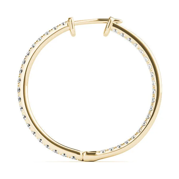 Round Diamond Pave Hoop Earrings with Channel Setting Yellow gold