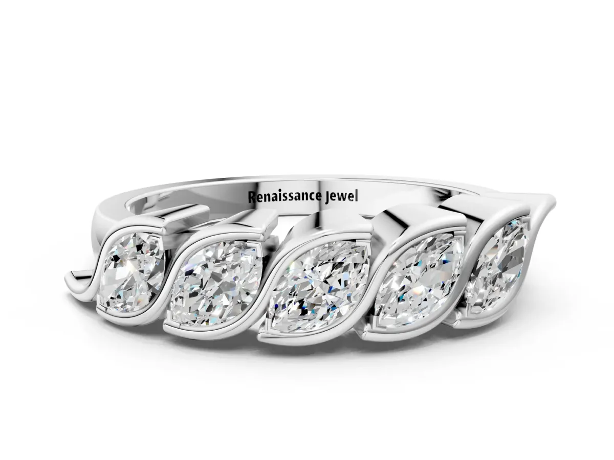 Marquise Diamond Wave Band with Channel Setting Platinum