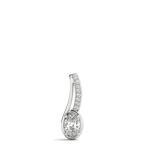 Oval Diamond Bezel-Set Pendant White gold