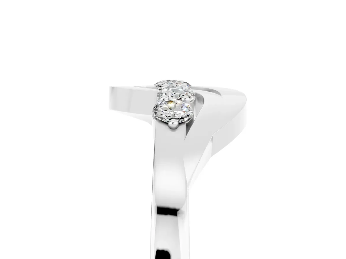 Five-Stone Round Moissanite Crossover Band with Prong Setting Platinum