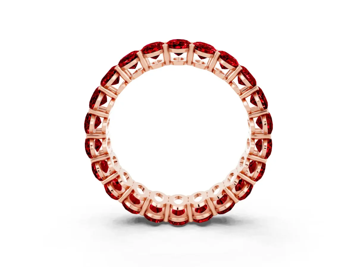 Oval Cut Ruby Eternity Band with Shared Prong Setting Rose gold