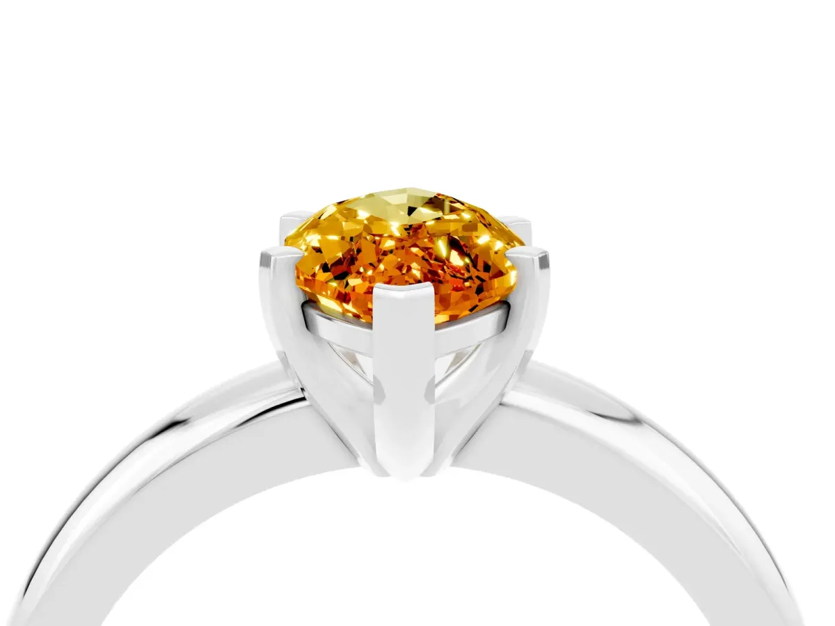 Marquise Cut Citrine Solitaire Engagement Ring with Round Band and Four-Prong Setting Silver