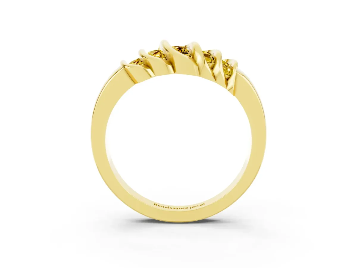 Round Yellow Sapphire Multi-Row Crossover Band Yellow gold