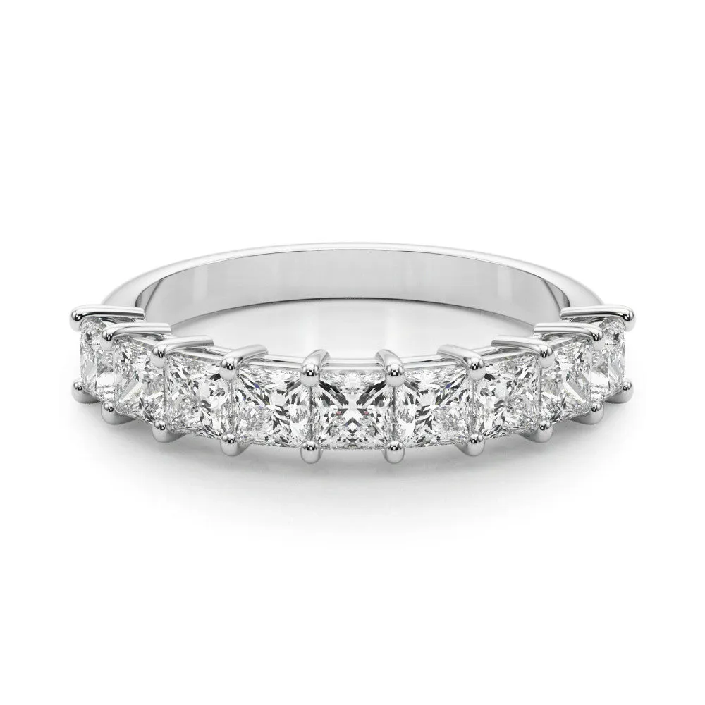 Princess Cut Diamond Prong Set Eternity Band Silver