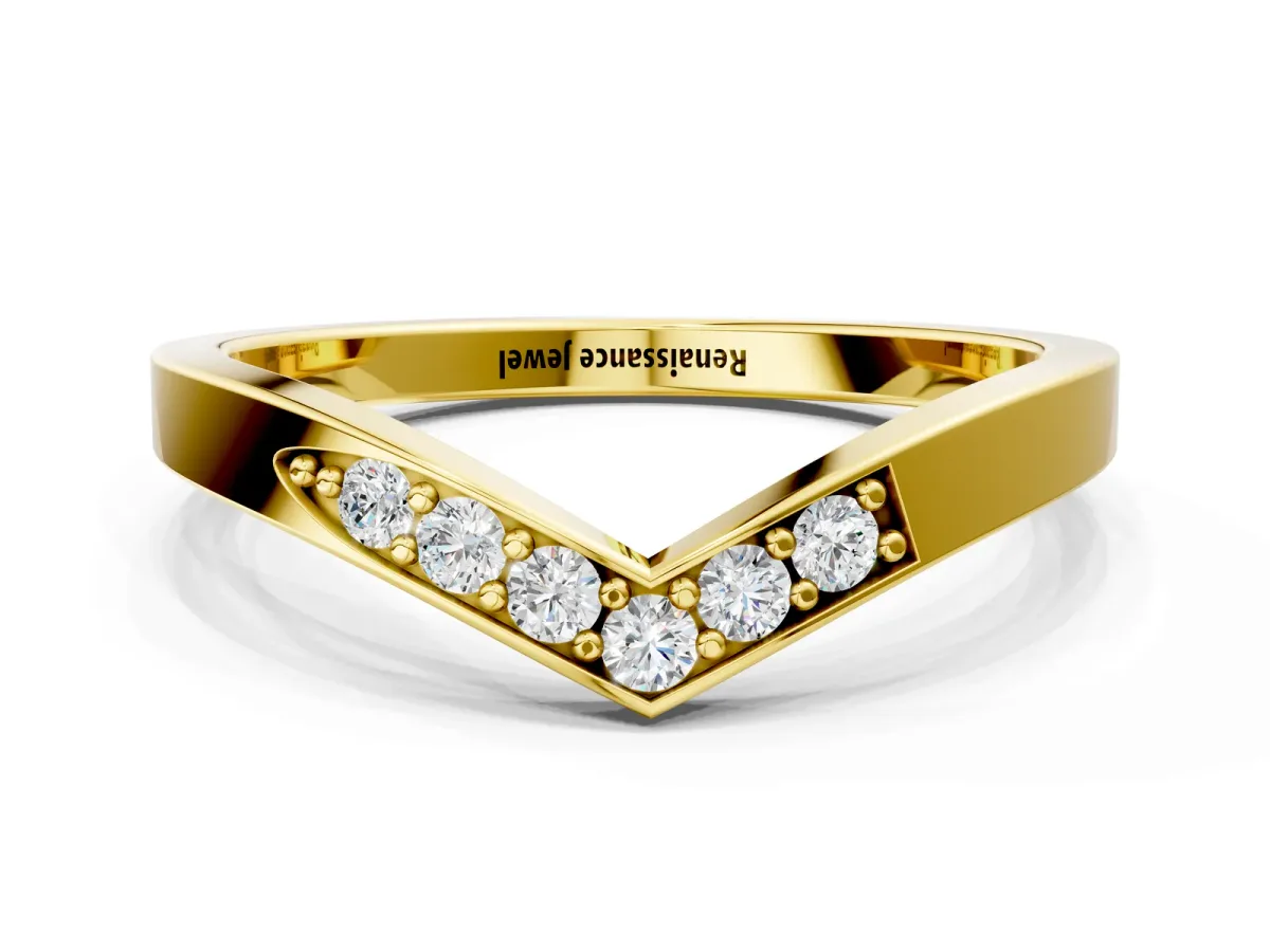 Chevron Pavé Round Diamond Twist Band Yellow gold