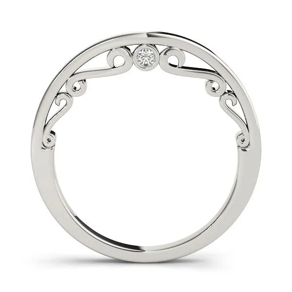 Curved Solitaire Round Bezel Contour Band Platinum