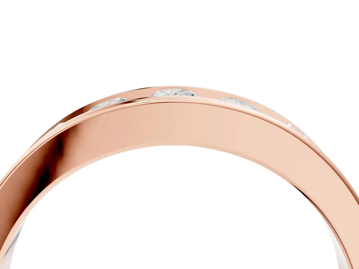 Channel Set Round Diamond Comfort Fit Band Rose gold