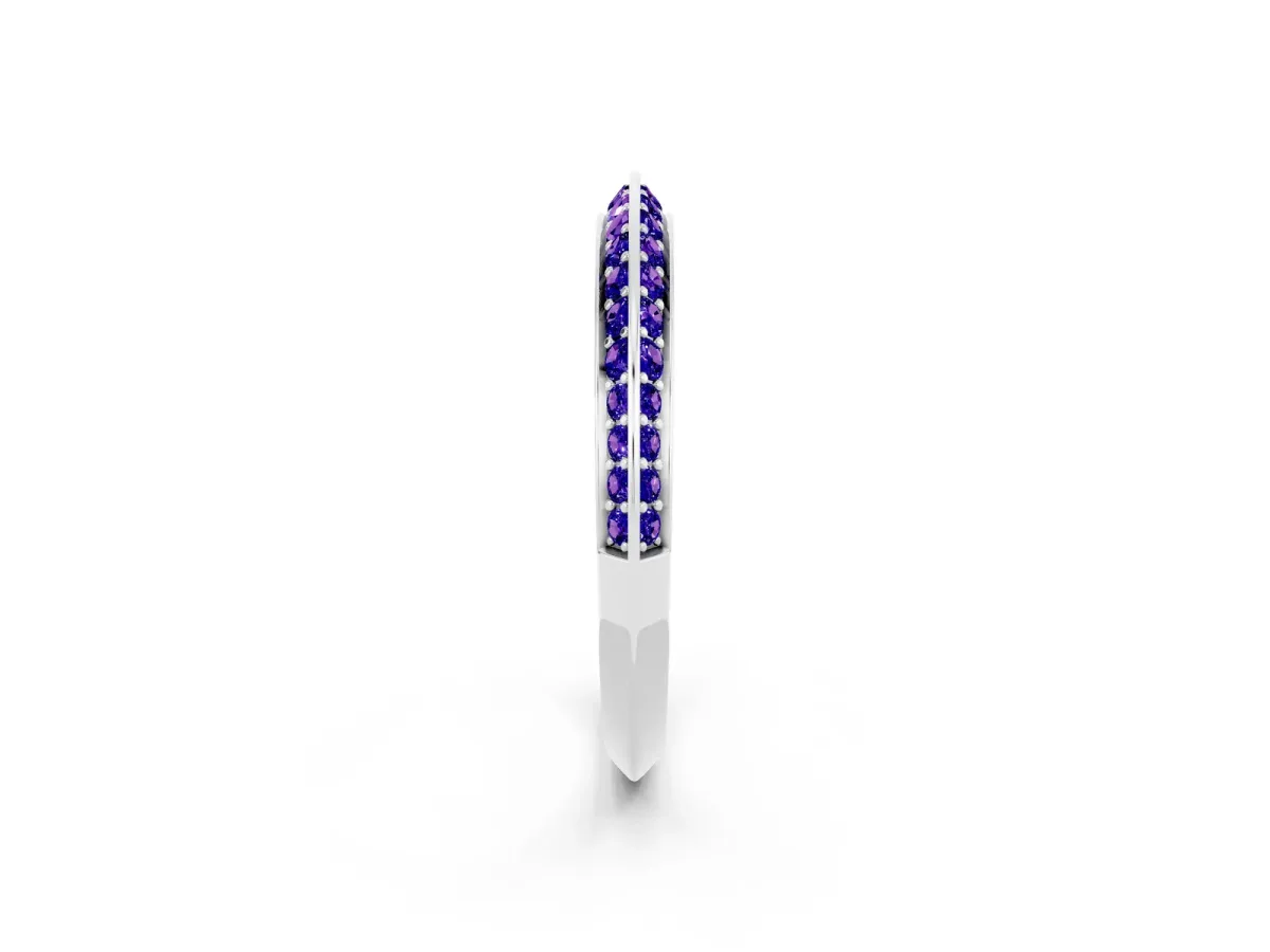 Double Row Pavé Round Tanzanite Eternity Band with Channel Setting Silver
