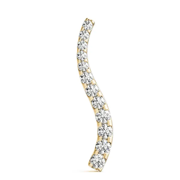 Curved Diamond Pendant with Round Stones in Prong Setting Yellow gold