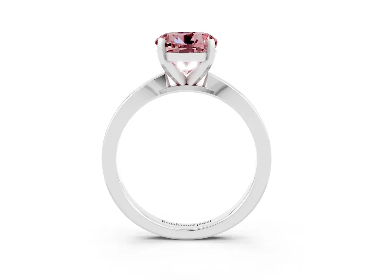 Round Cut Morganite Solitaire Engagement Ring with Classic Band and Four-Prong Setting Silver