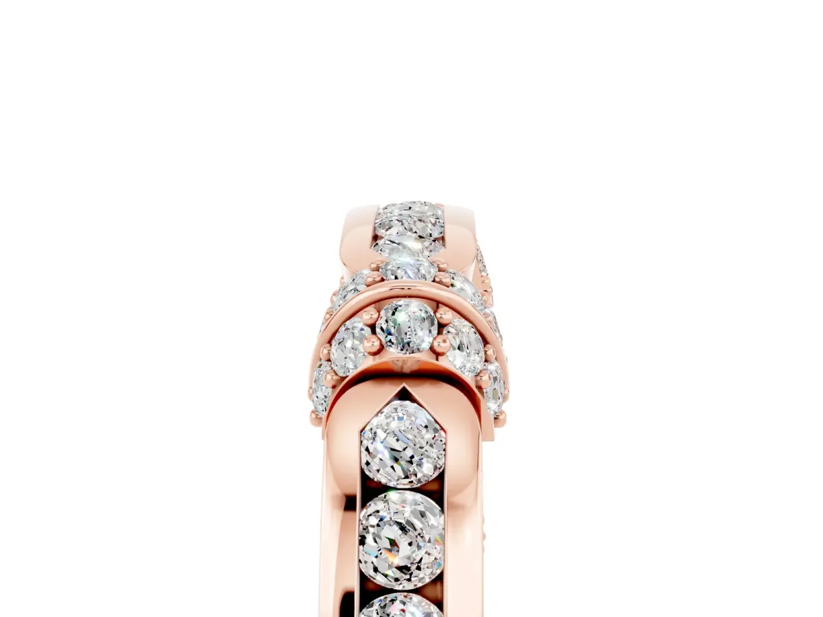 Pavé Round Moissanite Link Band with Bezel Setting Rose gold
