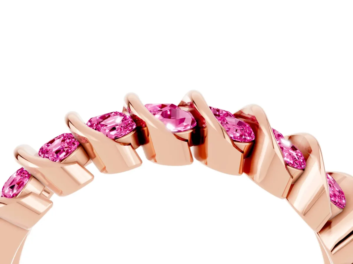 Channel Set Round Pink Sapphire Multi-Row Band Rose gold