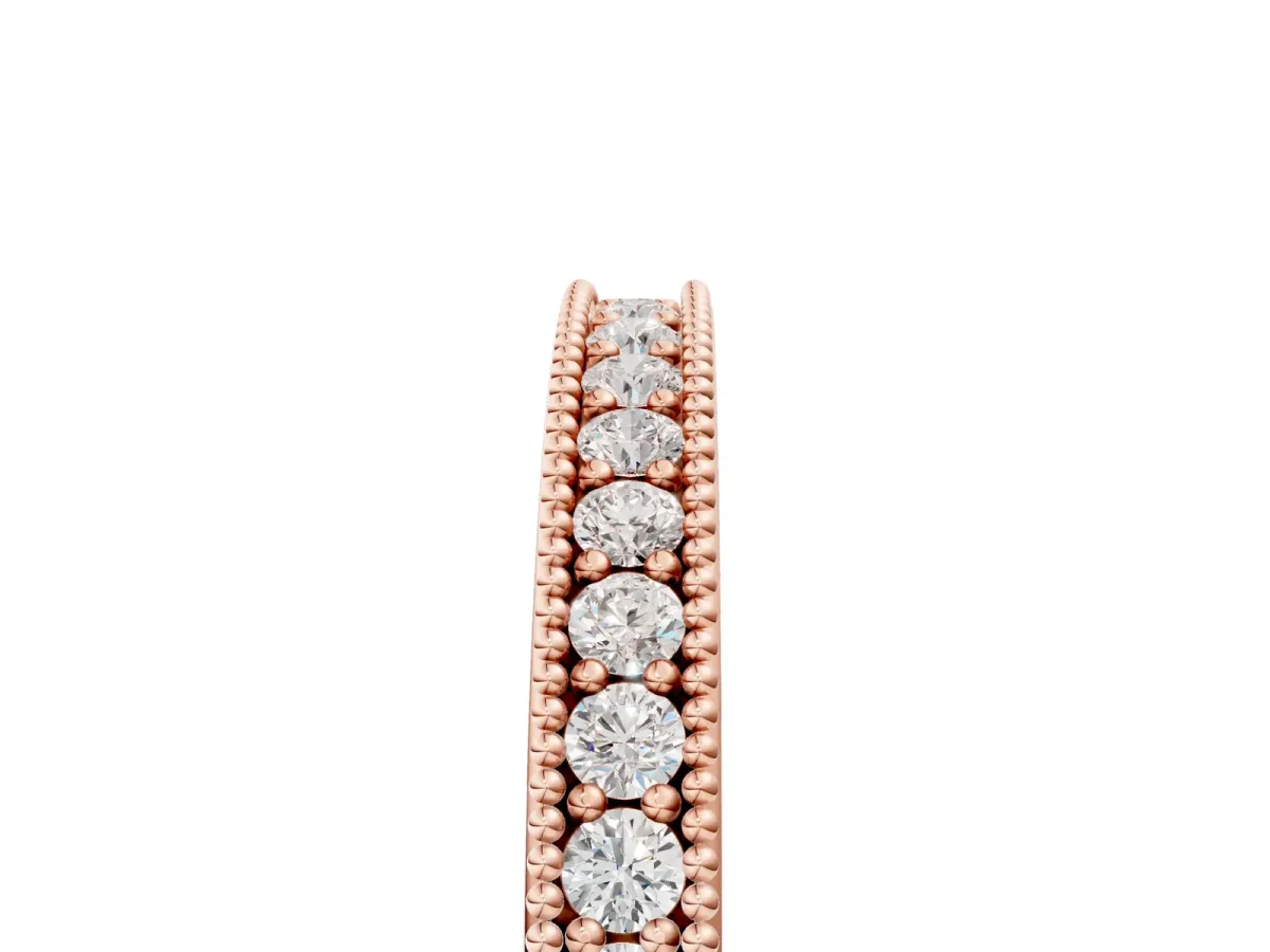Round Diamond Pavé Eternity Band with Milgrain Edge Rose gold
