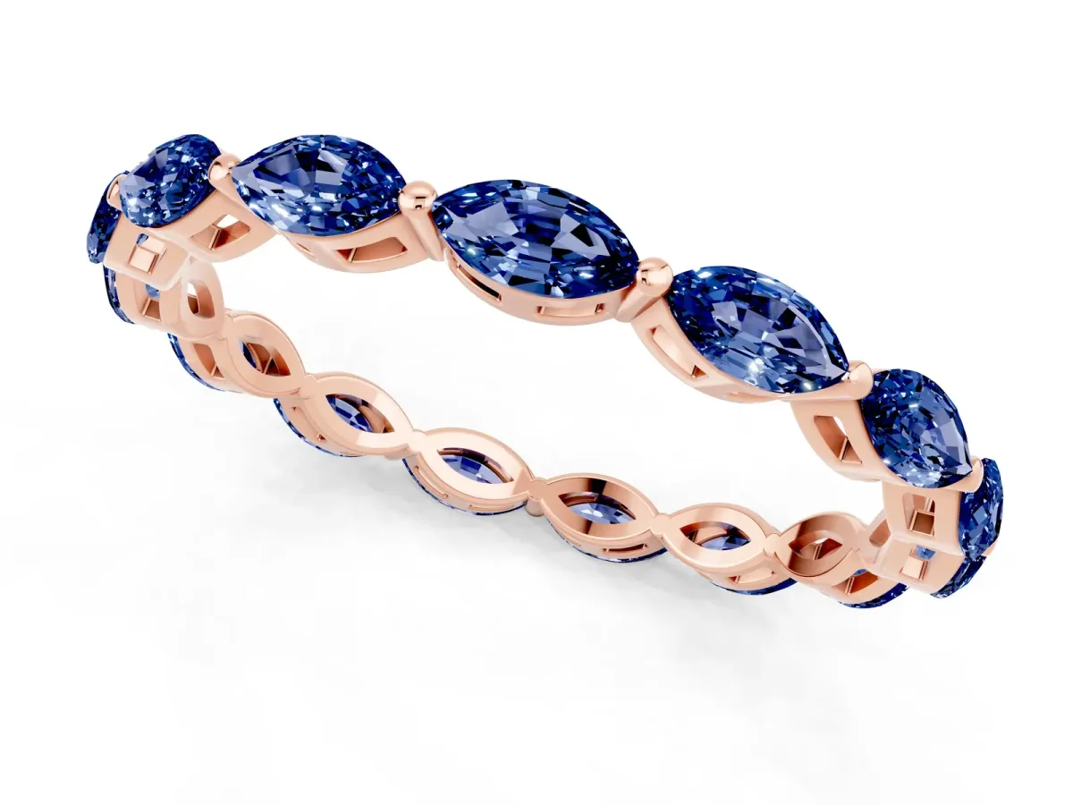Marquise Blue Sapphire Eternity Band with U-Prong Setting Rose gold