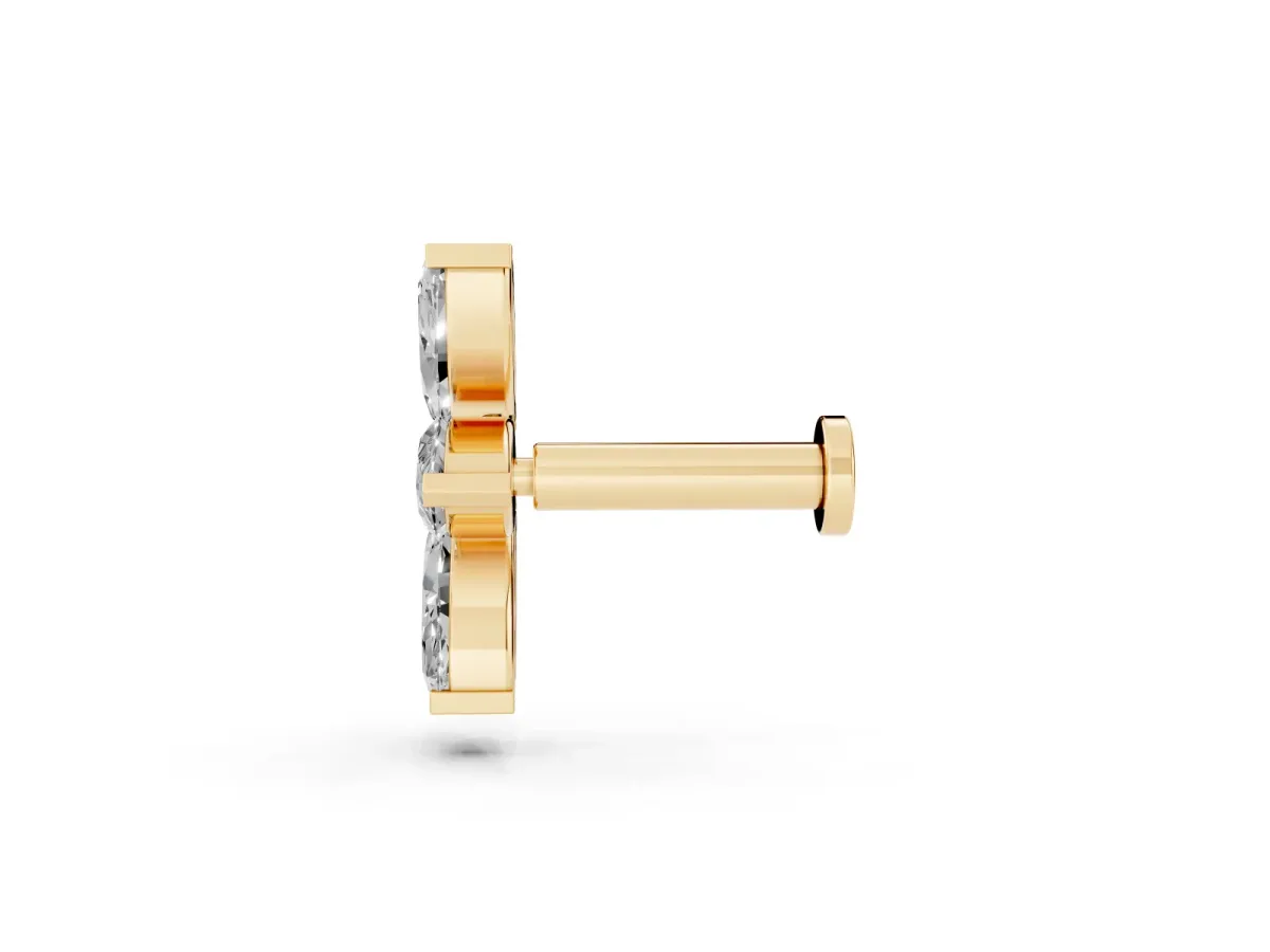 Marquise Diamond Trio Flatback Earring Yellow gold