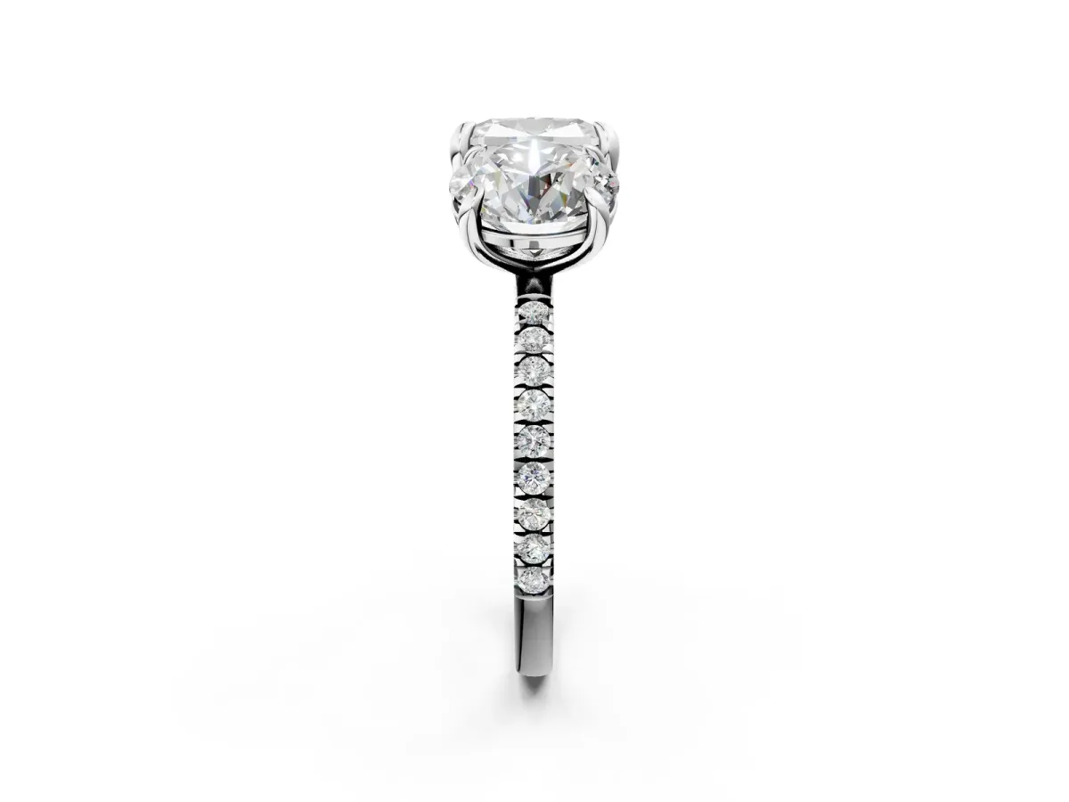 Round and Cushion Toi Moi Ring with Prong Setting and Pave Band Silver