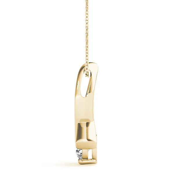 Round Solitaire Diamond Twist Pendant Yellow gold