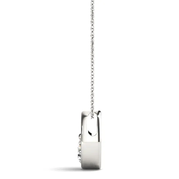 Half Bezel Round Cut Diamond Pendant White gold