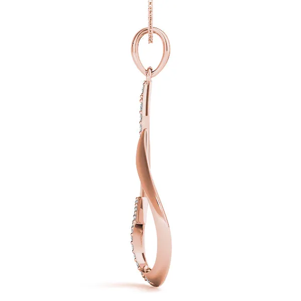 Pavé Round Diamond Twist Pendant Rose gold