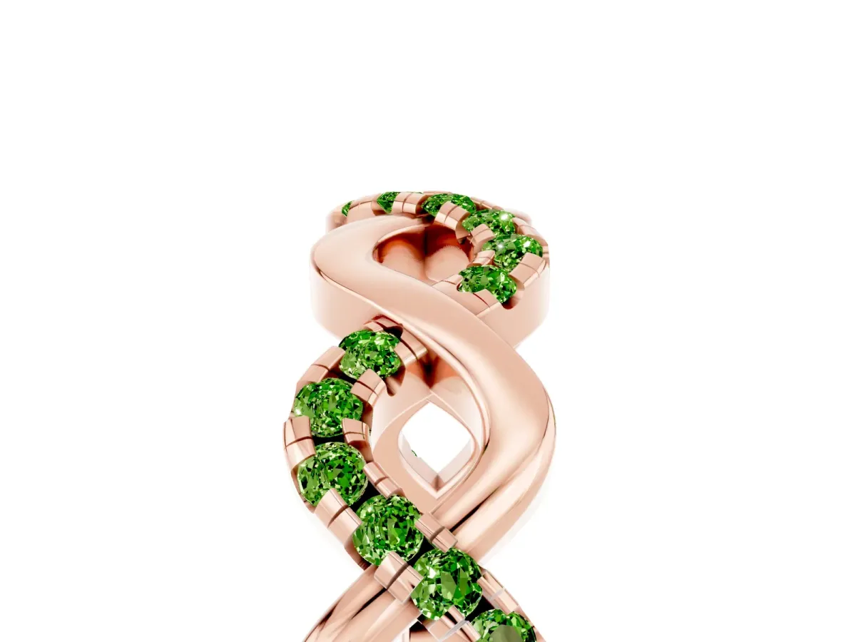 Twist Infinity Round Peridot Band with Pavé Setting Rose gold